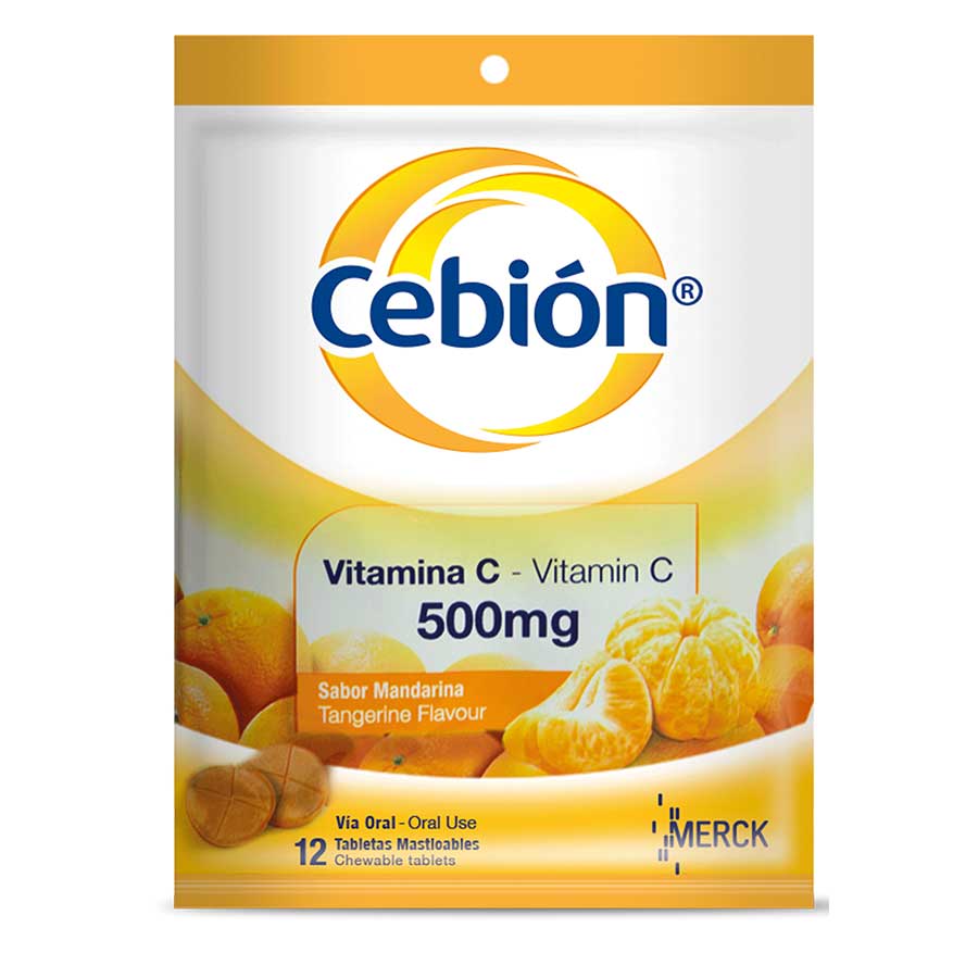 Cebion mandarina 500 mg tableta masticable x 12