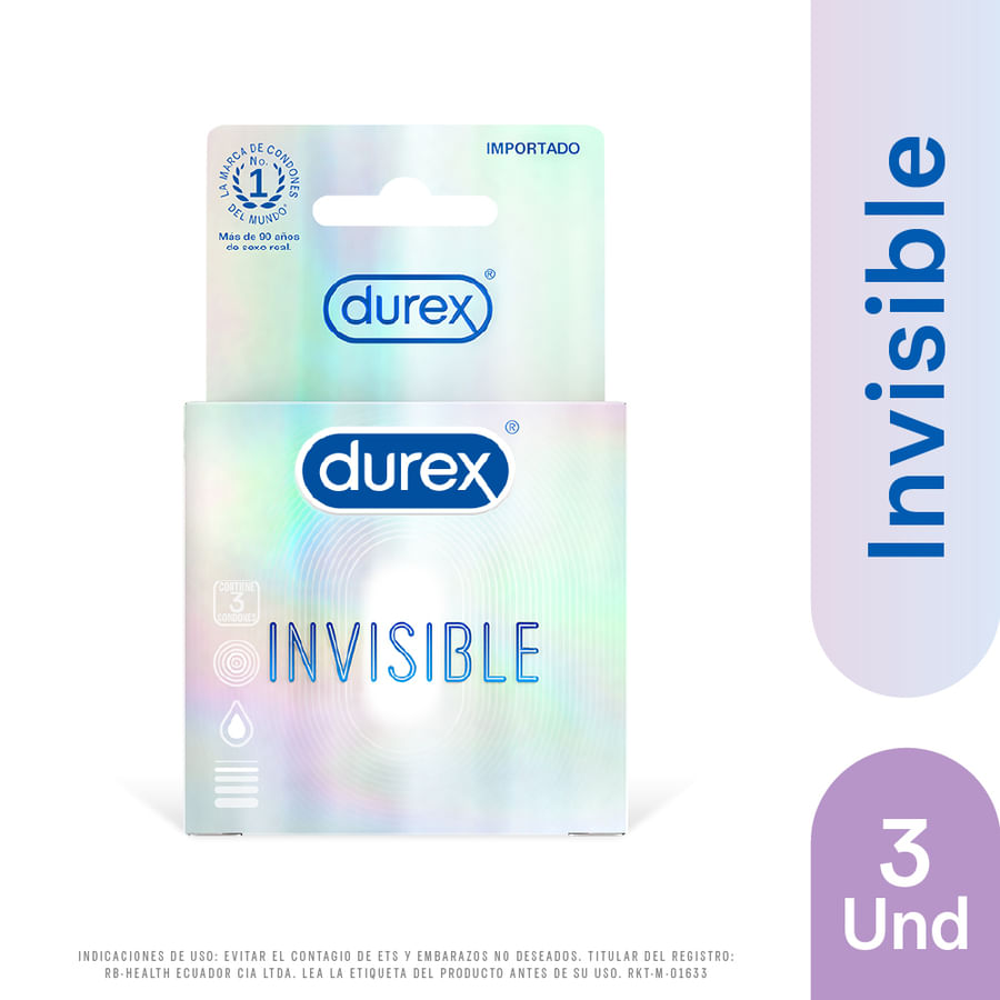 Durex condones invisibles caja de 3 preservativos