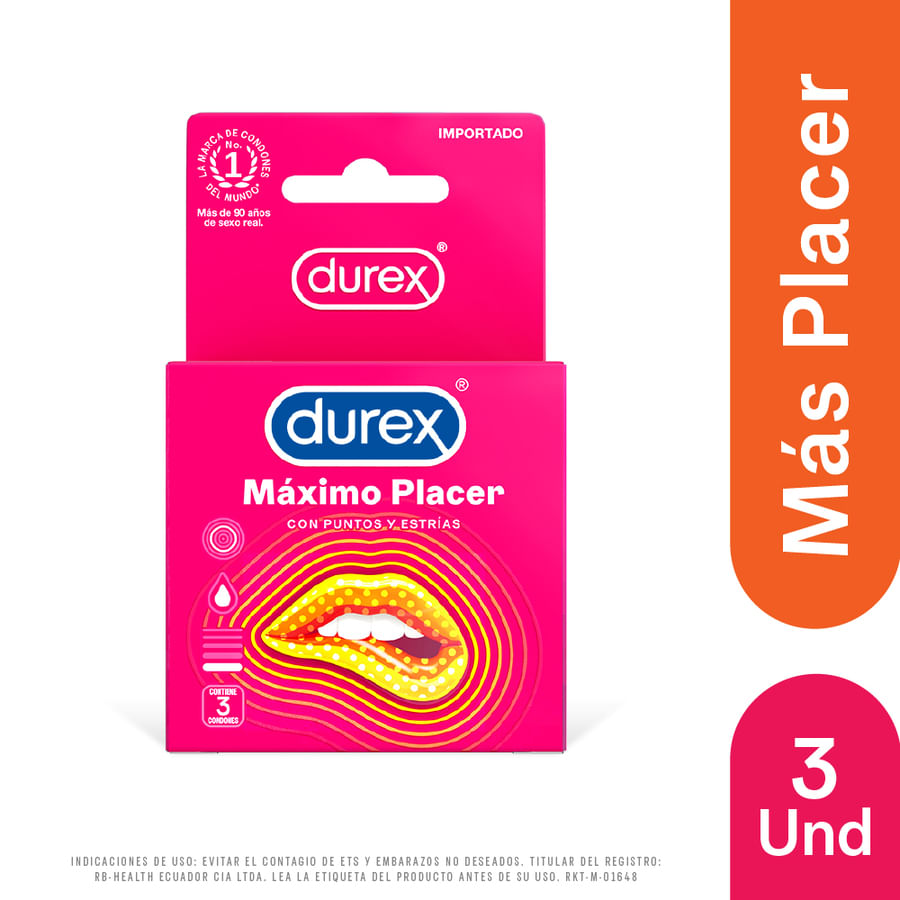 Durex condones máximo placer caja de 3 preservativos