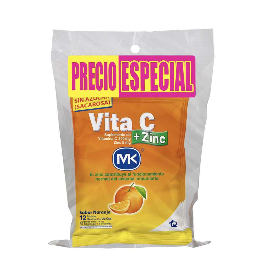 Vitamina c vita-c naranja 500 mg x 5 mg tableta masticable x 4