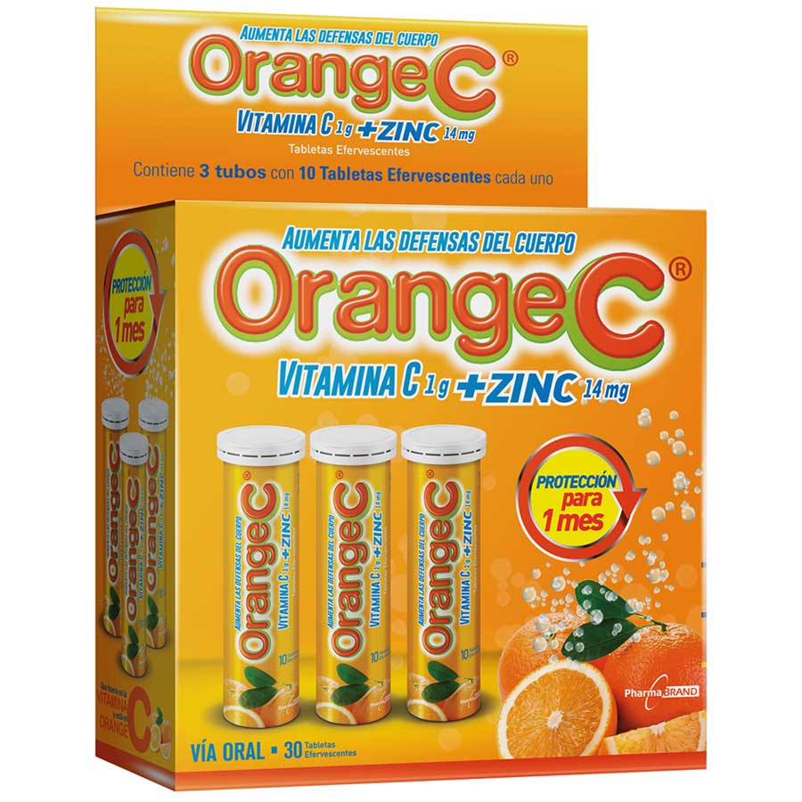 Orange c +zinc 1 gr polvo efervescente 3 tubos x 10 tabletas