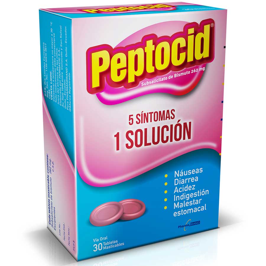 Antiácido peptocid 262 mg tableta masticable x 30