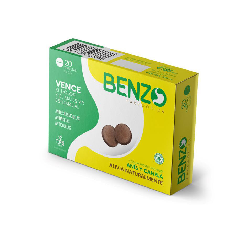 Antiácido benzoparegorica 250 mg tableta x 20