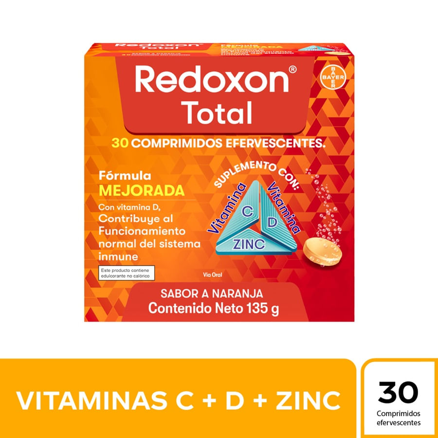Redoxon total 1000 mg, 400 ui, 10 mg x 30 comprimidos efervescentes