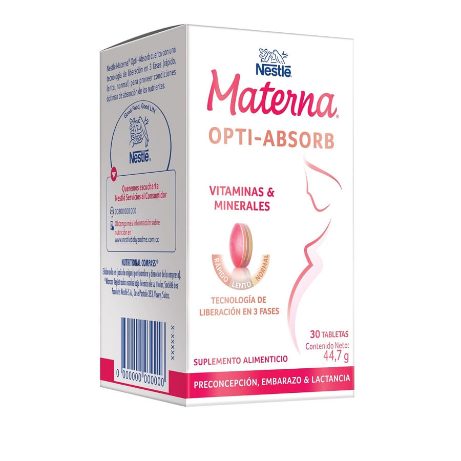 Multivitaminico nestle materno 44.7gr tableta recubierta x 30