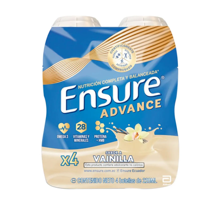 Ensure Advance Sabor Vainilla Líquido x220ml x4