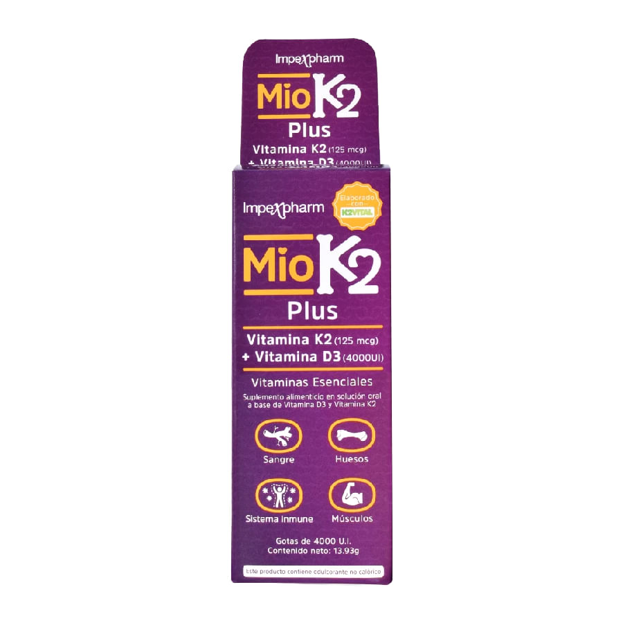 Miok2 suplementos y vitaminas vitamina k2 (125 mcg) + vitamina d3 (4000 ui) 15 ml