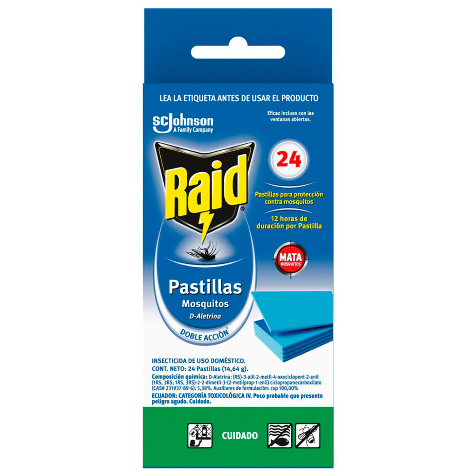 Raid Repelente en Pastilla Para Insectos Voladores 24 Repuestos 38 gr