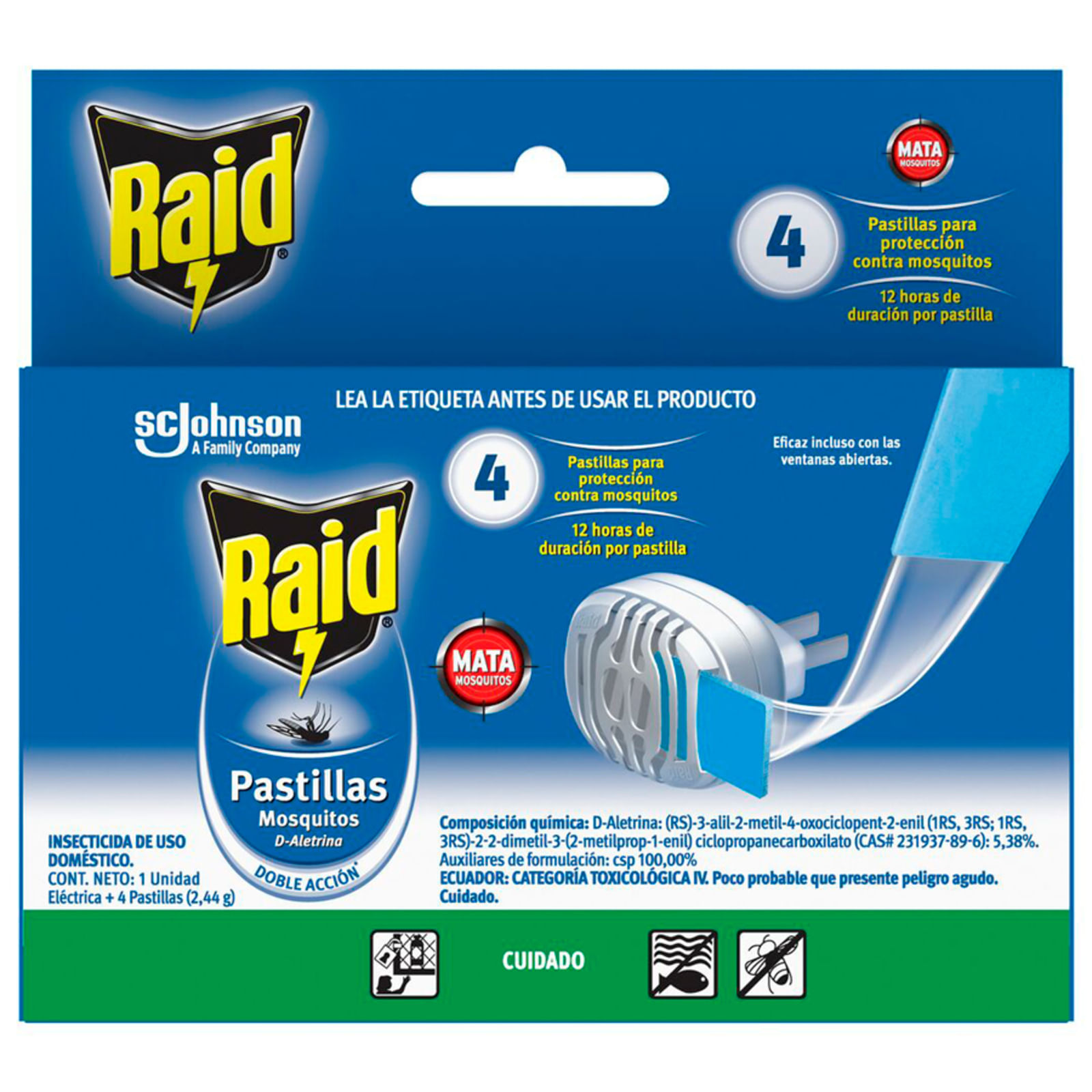 Raid Repelente en Pastilla Unidad y 4 Repuestos 30 gr