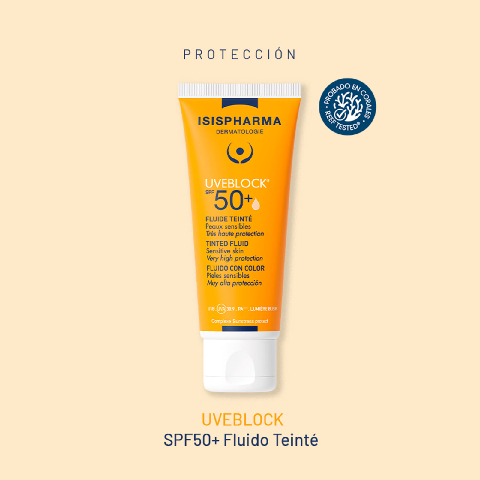 Bloqueador isispharma tinte fluido spf 50 en crema fps 50 40 ml